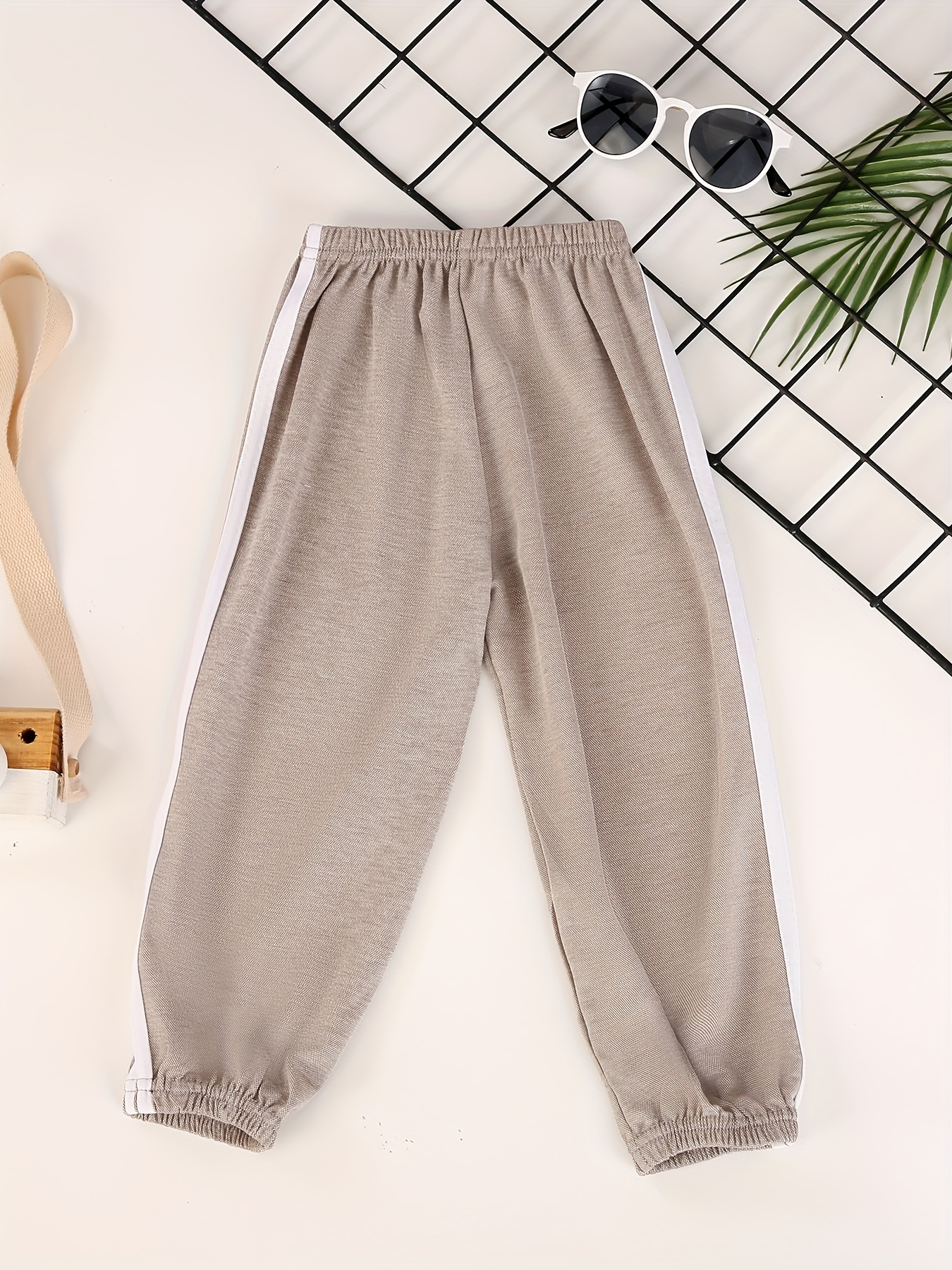 Boys Contrast Tape Sweatpants Thin Jogger Pants