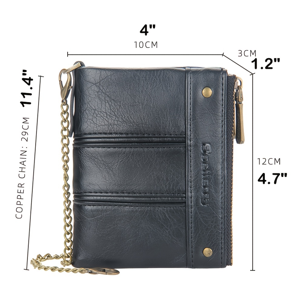 Men's Double Zipper Buckle Wallet Retro Coin Purse Card Holder