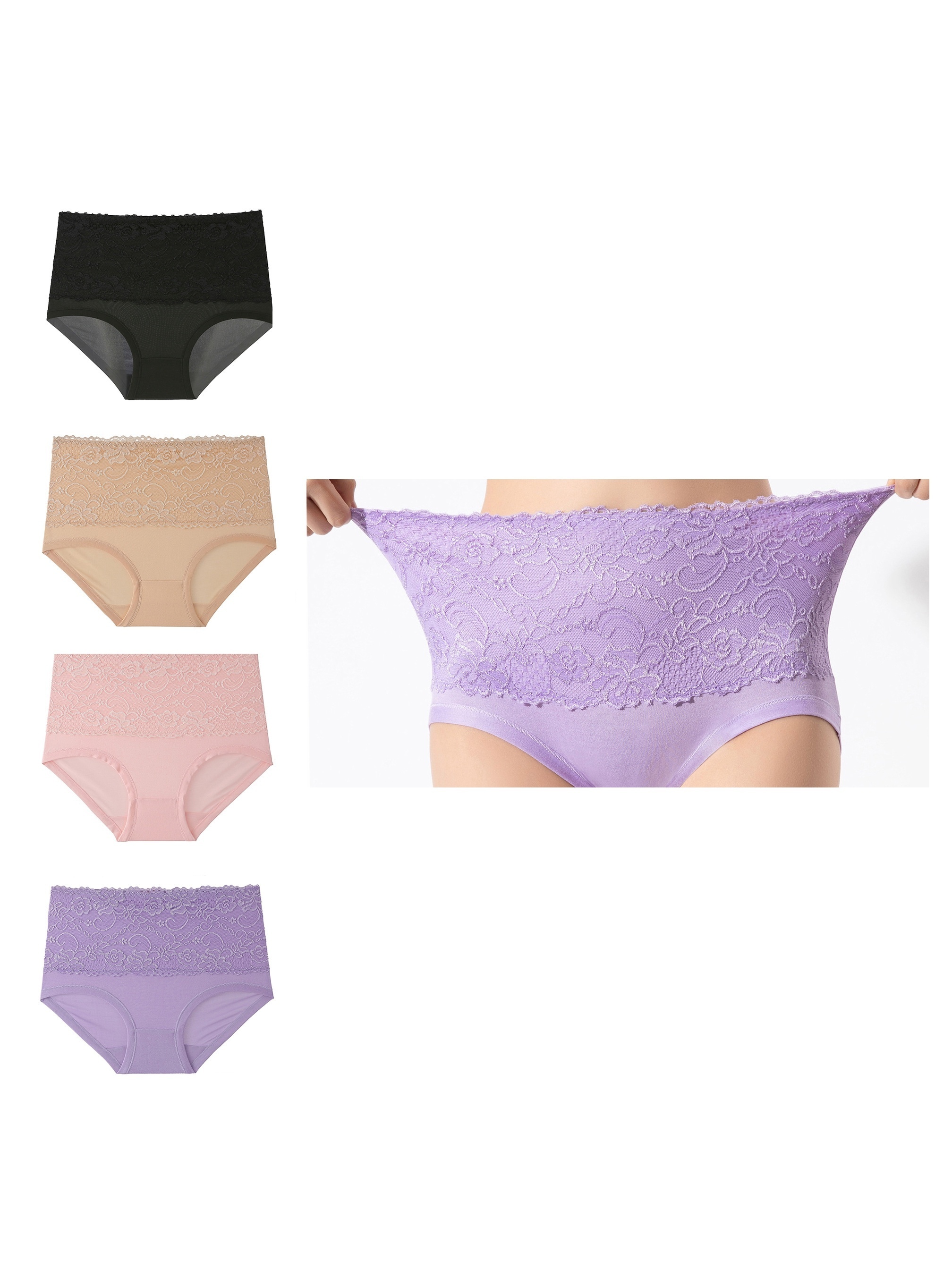 4pack Contrast Lace Panty
