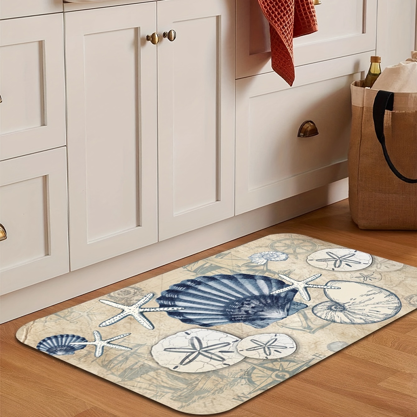 Nautical Kitchen Rugs Set, Beach Starfish Kitchen Mats Cushioned Anti  Fatigue