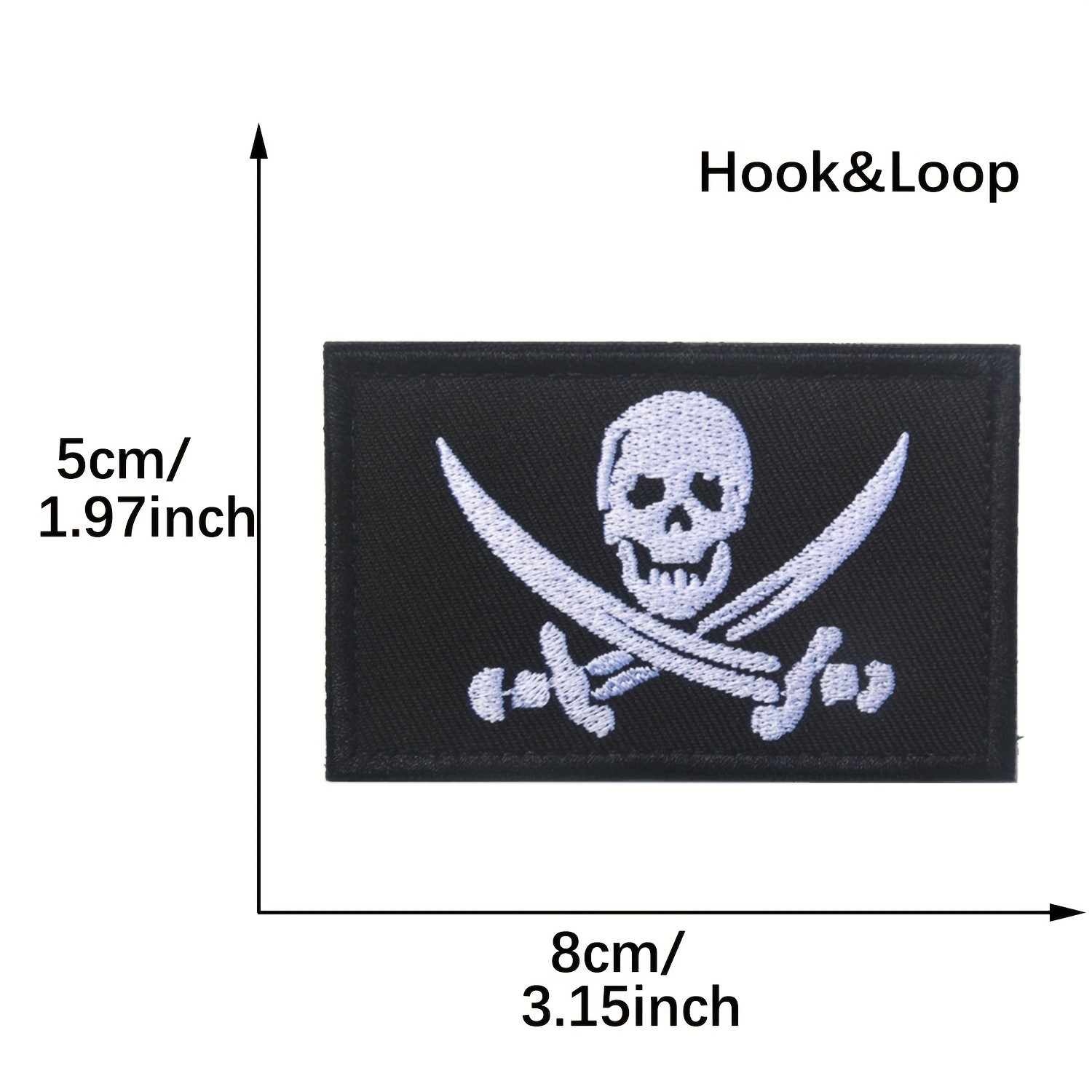 Pirate Flag Embroidered Military Morale Fastener Hook & Loop Patch - White  & Black : : Clothing, Shoes & Accessories