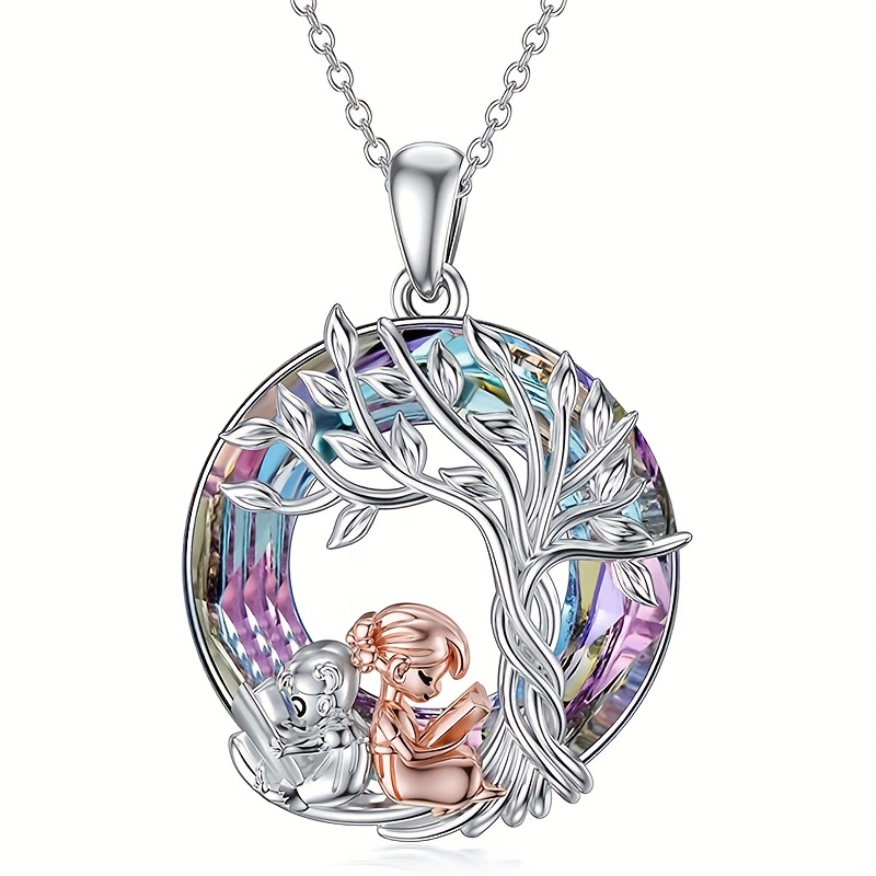 Cat Branch Crystal Pendant Necklace For Men