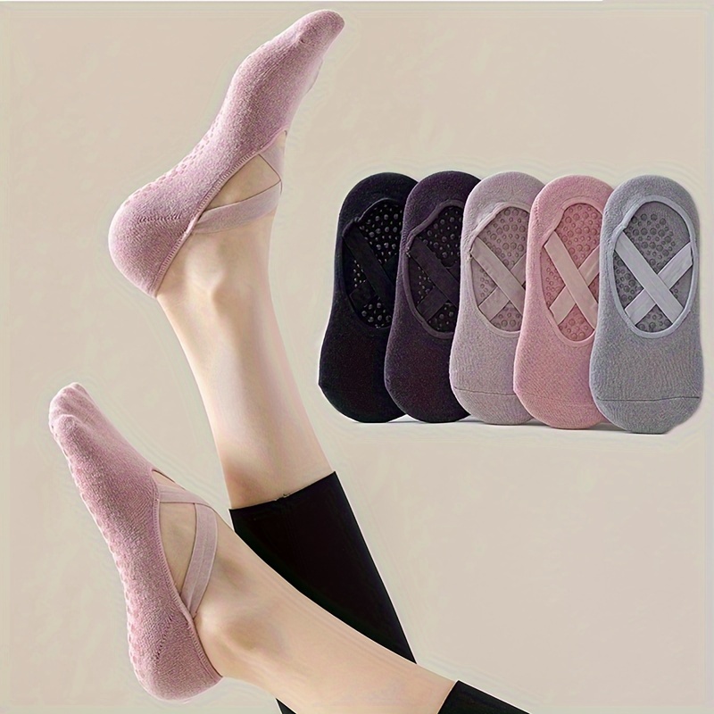 

1/3//5 Pairs Women's Yoga Socks, Silicone Non-slip Dancing Sports Socks, Indoor Pilates Floor Fitness Socks