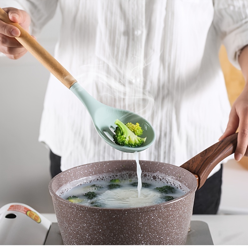 Silicone Kitchen Cooking Utensils Set With Storage Bucket - Temu