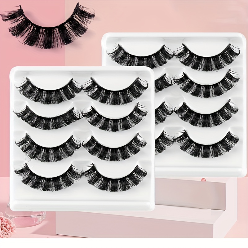 

4 Pairs False Eyelashes Full Strip Lashes Synthetic Fiber Eyelashes Reusable Fluffy Thick Lashes Eyelashes Extensions