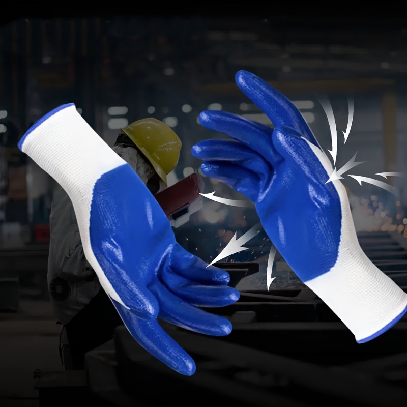 Work Gloves For Men PVC Safety Oil-proof Industrial Glove Abrasion resistant  Anti-Slip Construction Garden
