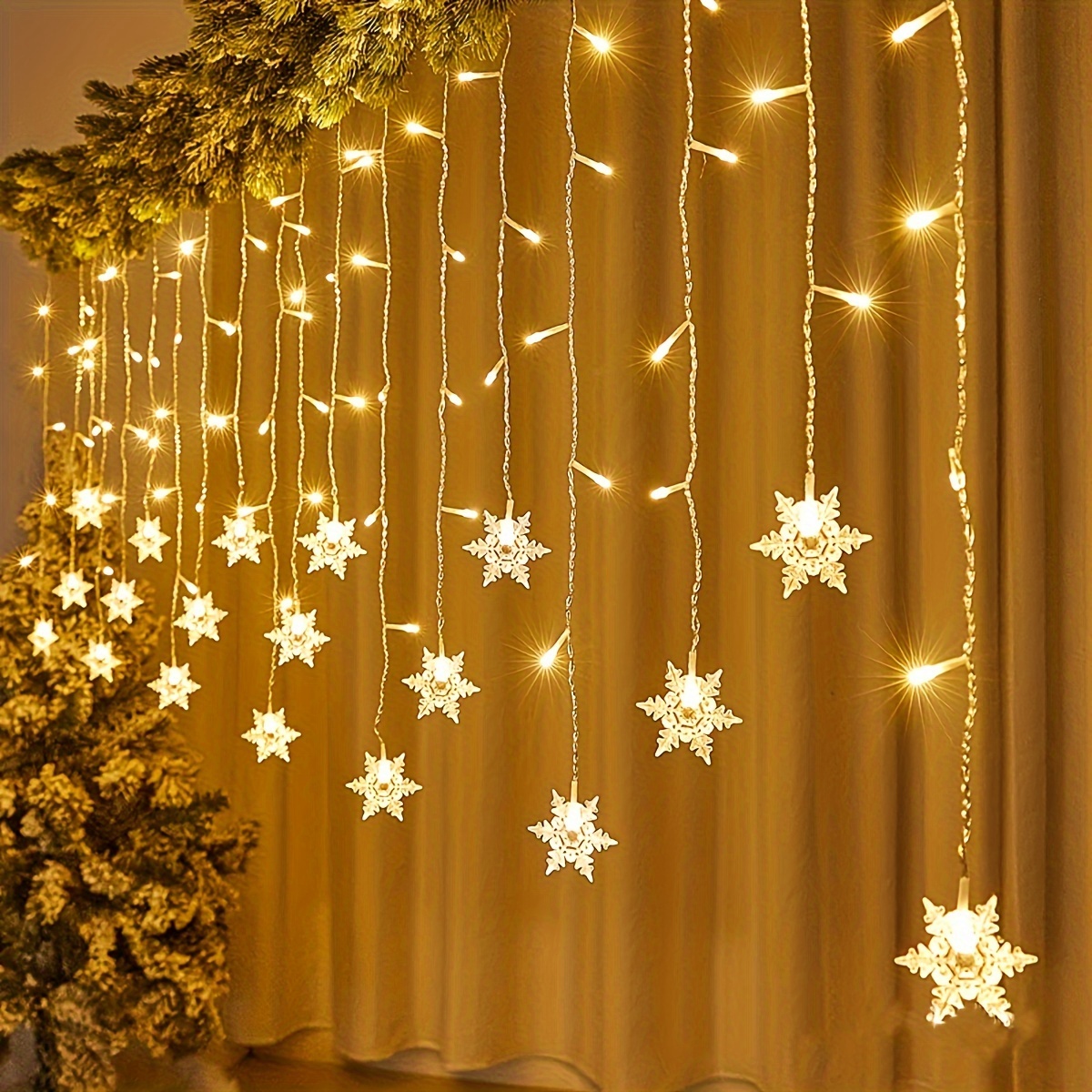 220V EU Plug LED Star Light lumières de Noël intérieur / extérieur  décoratif rideaux d'amour lampe pour l'éclairage de fête de mariage de  vacances (blanc chaud)