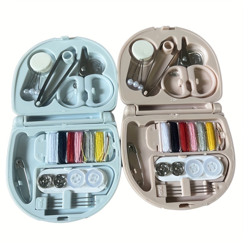 3 Packs Portable Travel Sewing Kits Mini Case Plastic Scissors Sewing  Needles Thread Buttons DIY Sewing Supplies in Compact Folding Storage Case