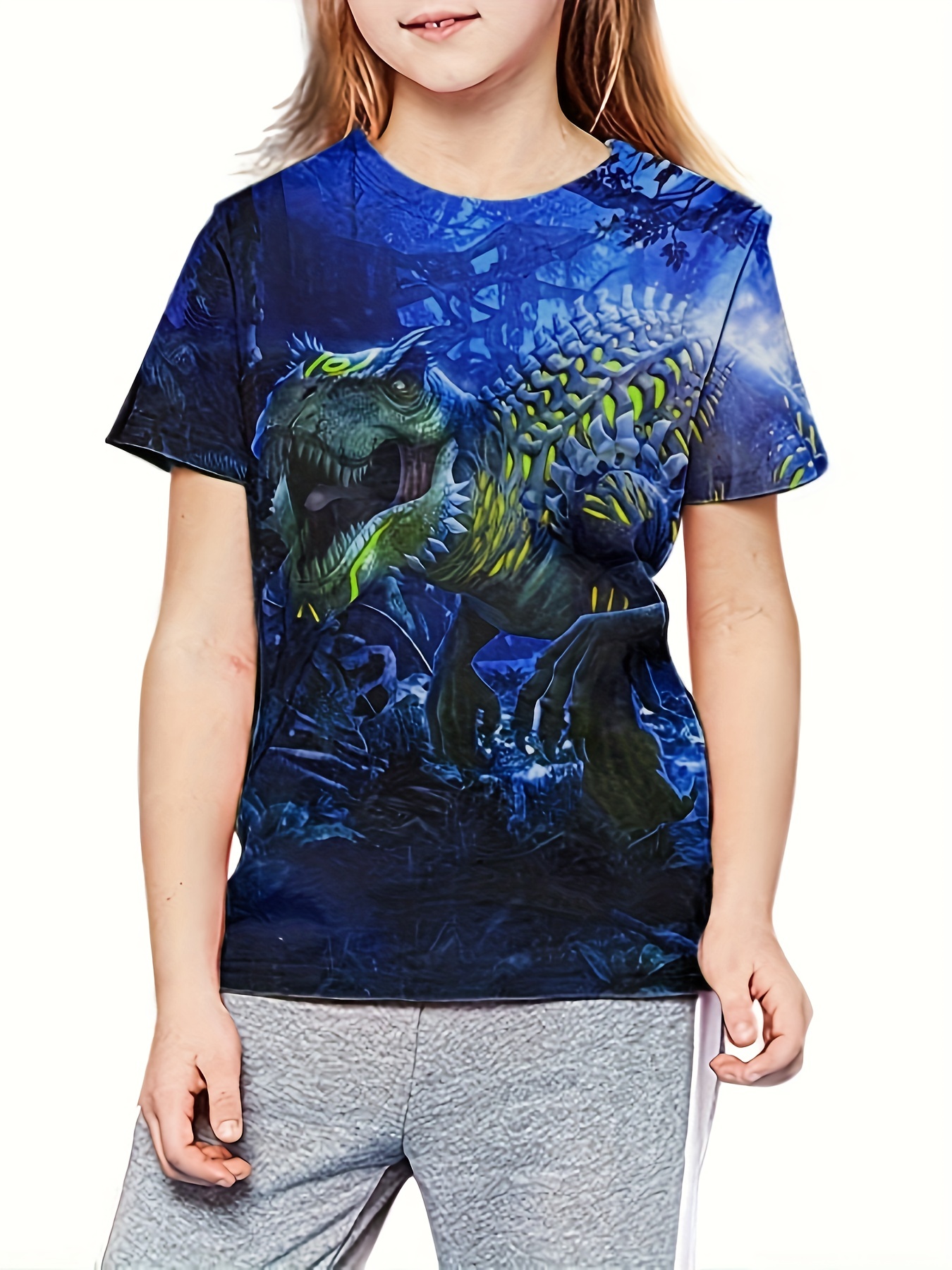 Scary Dinosaur 3d Print Boys Creative T shirt Casual Temu Canada