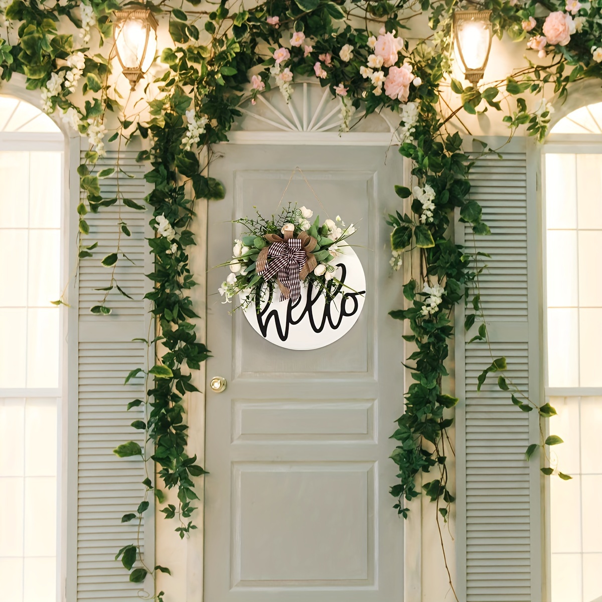 1pc Welcome Sign For Front Door Round Wood Sign Hanging For - Temu