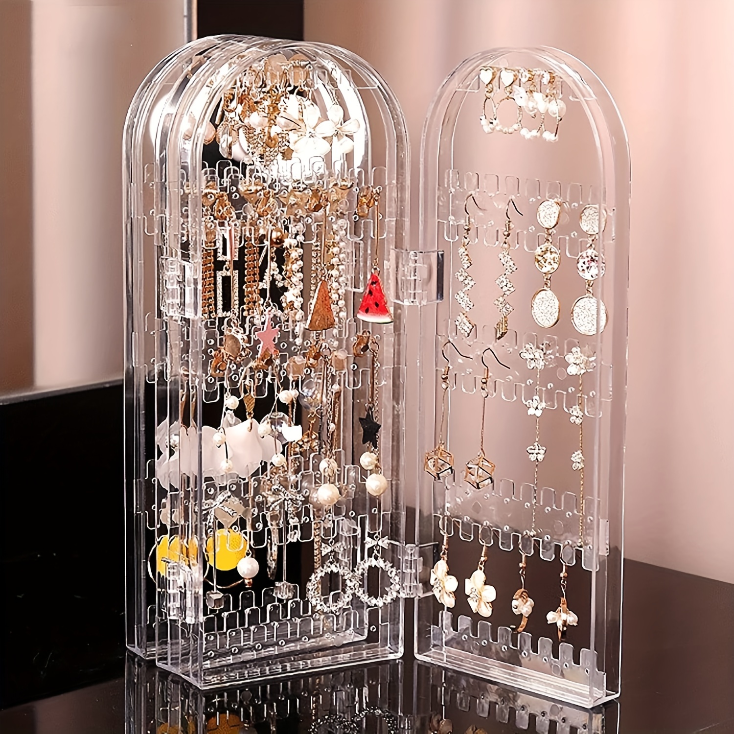 Transparent Acrylic Wall-mounted Earring Display Stand, Jewelry