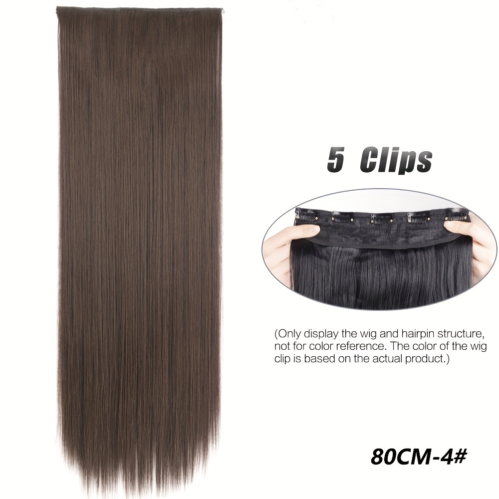 Long Straight Synthetic Hair Extension One Piece 5 Clips Temu