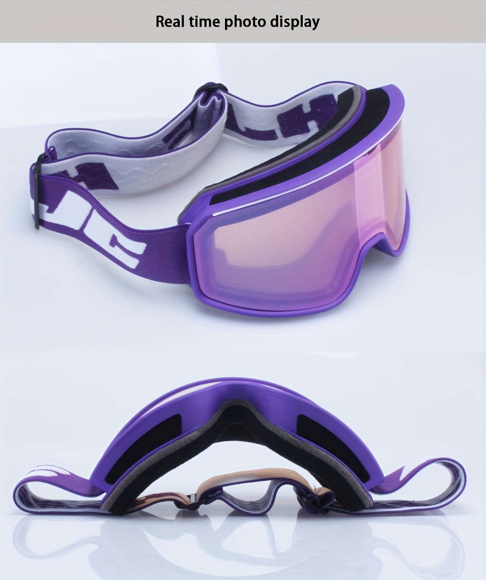 Ski Goggles, Double Layer Anti Fog Large Cylindrical Ski Goggles for Outdoor Training
