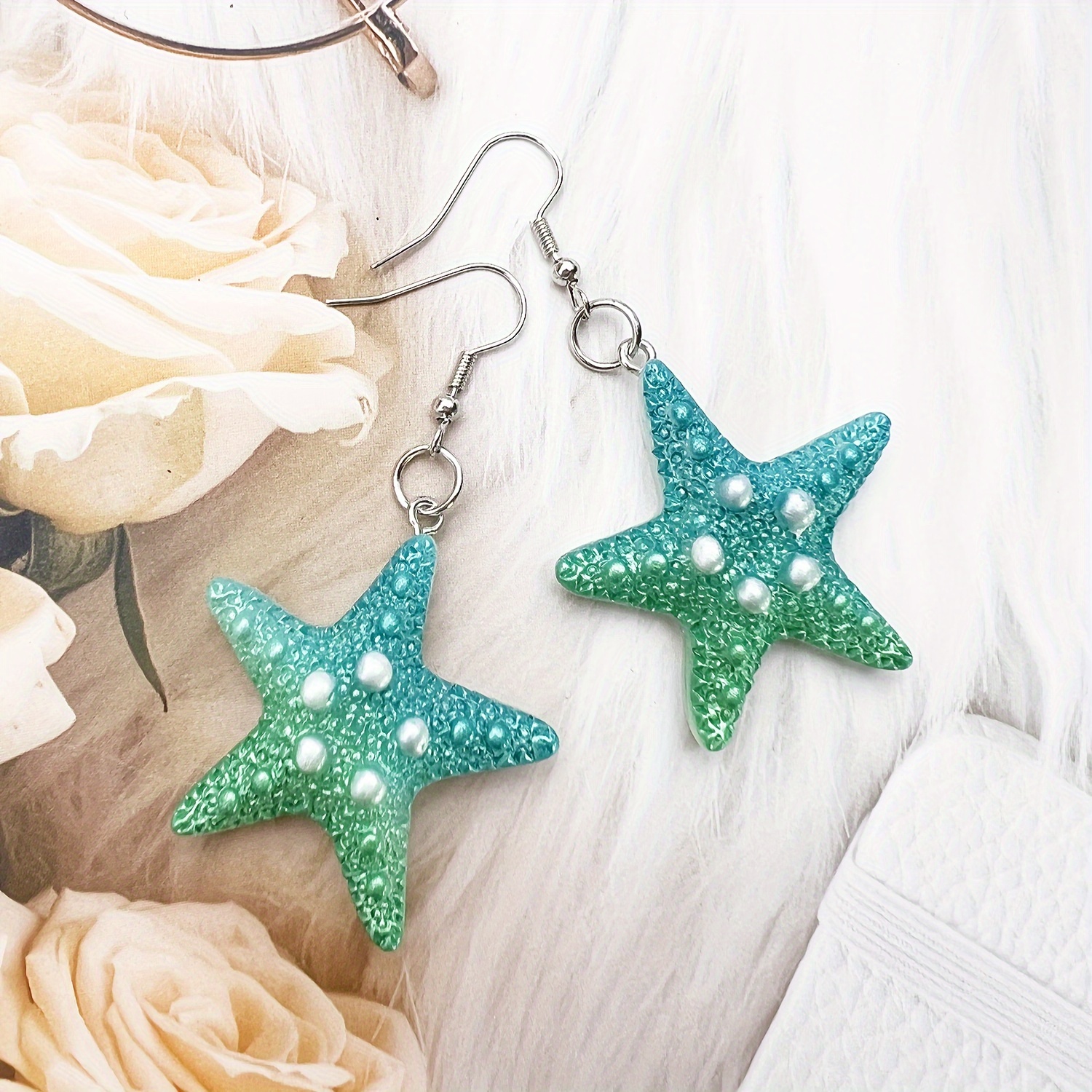 Fashion Resin Starfish Earrings, Easy Starfish Ear Drop, Casual Romantic Resin Ear Jewelry 1 Pair