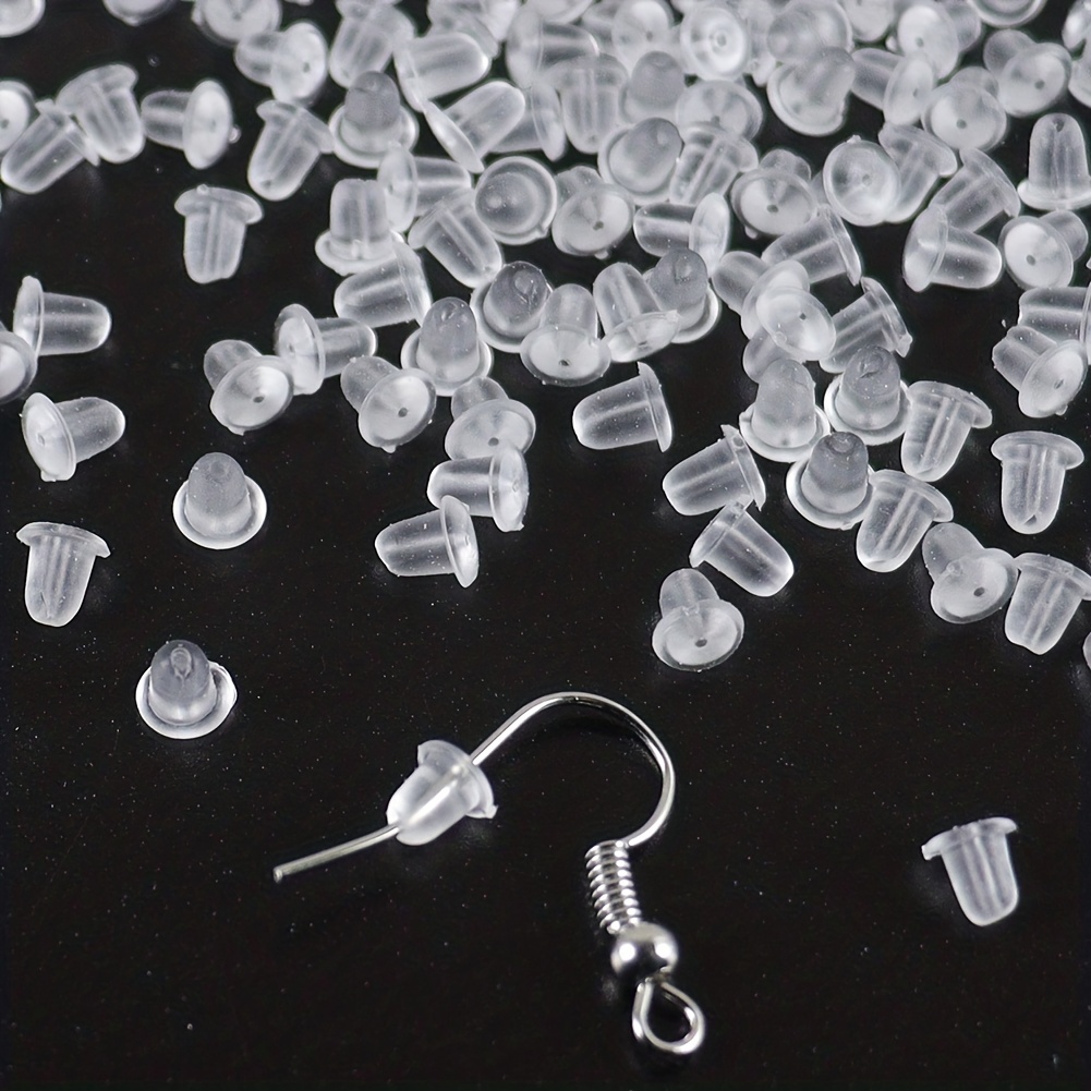 Earring Backings, Silicone Earring Backs with Pad, Rubber Earring Back Replacement, Soft Jewelry Findings (100)