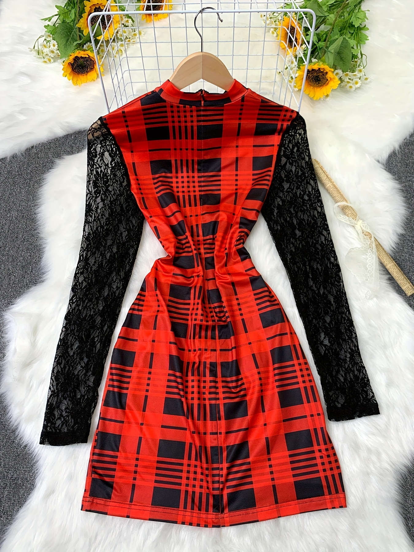 Womens black and discount red plaid dress