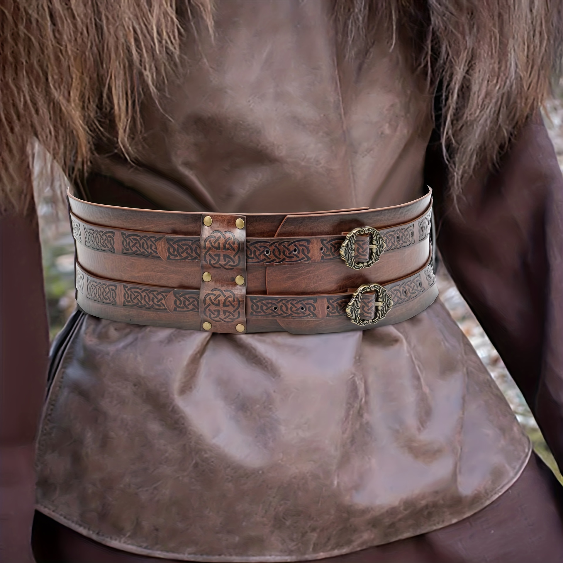 1pc Viking Wide Belt Medieval Pu Leather Belt Knight Corset Belt