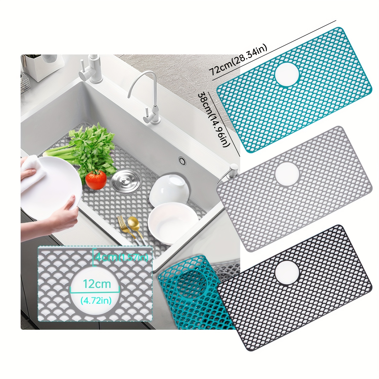 Large Silicone Sink Mat Drain Sink Protectors For Kitchen - Temu