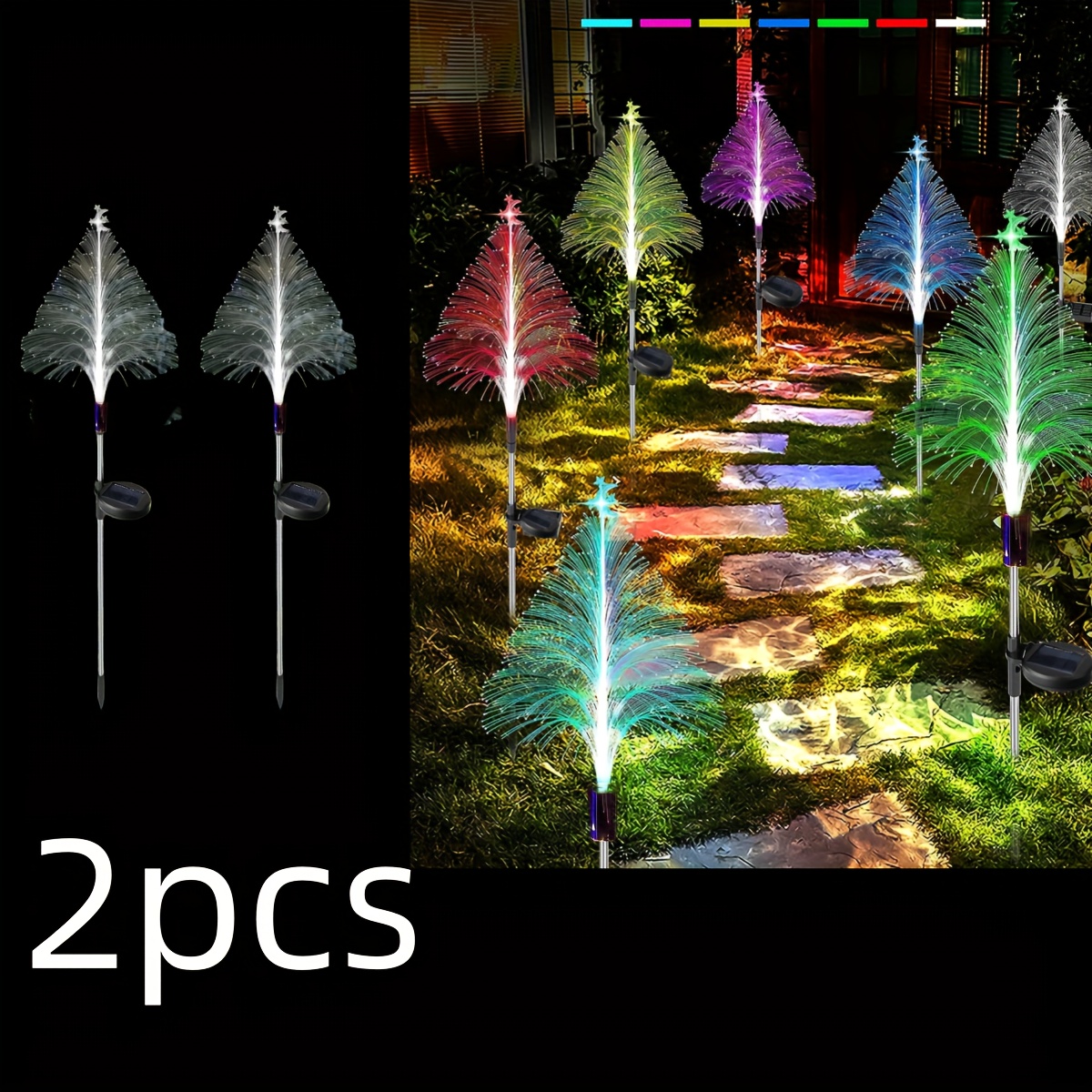 Solar Decking Lights Outdoor 4 Pack, 2 Colors In 1 Solar Powered