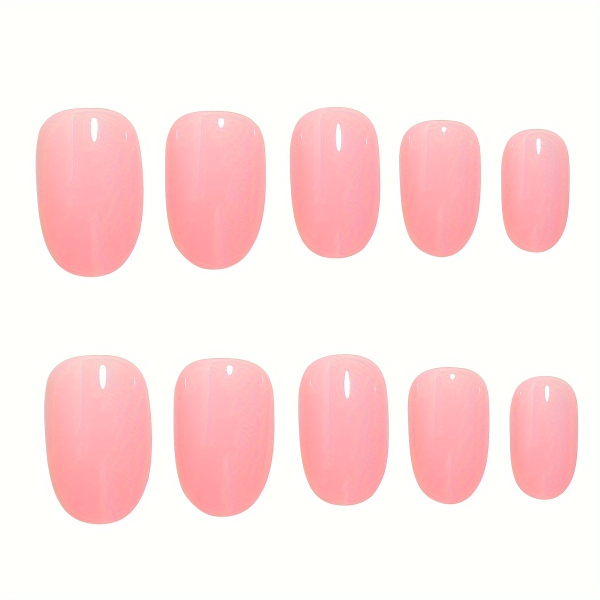 24pcs mid length oval shape press on nails solid color fake nail full cover nails for women details 13