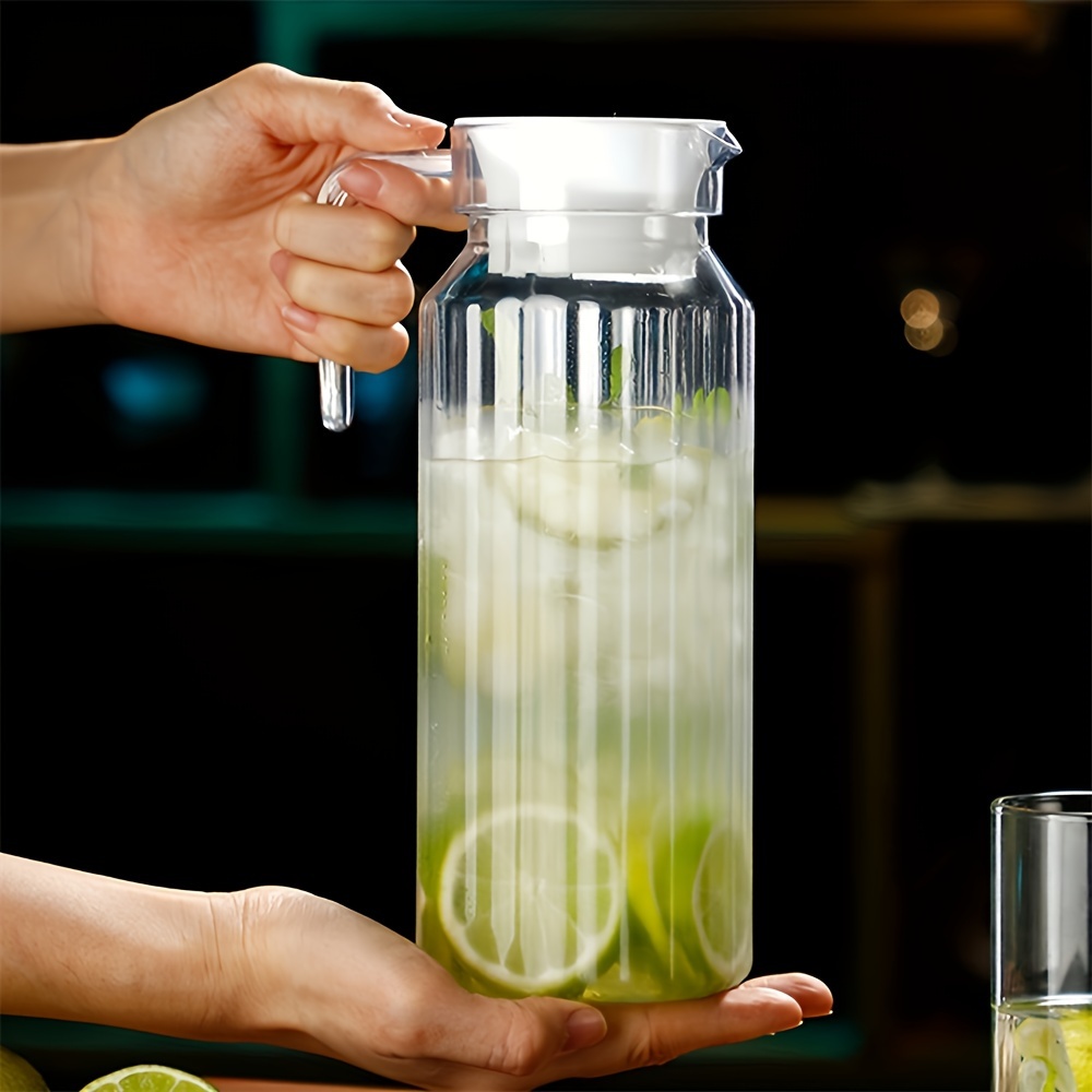 

1pc, Heavy Duty Water Pitcher With Lid - Perfect For Cold Beverages, Kitchen Gadgets, And Home Kitchen Items, Drinkware