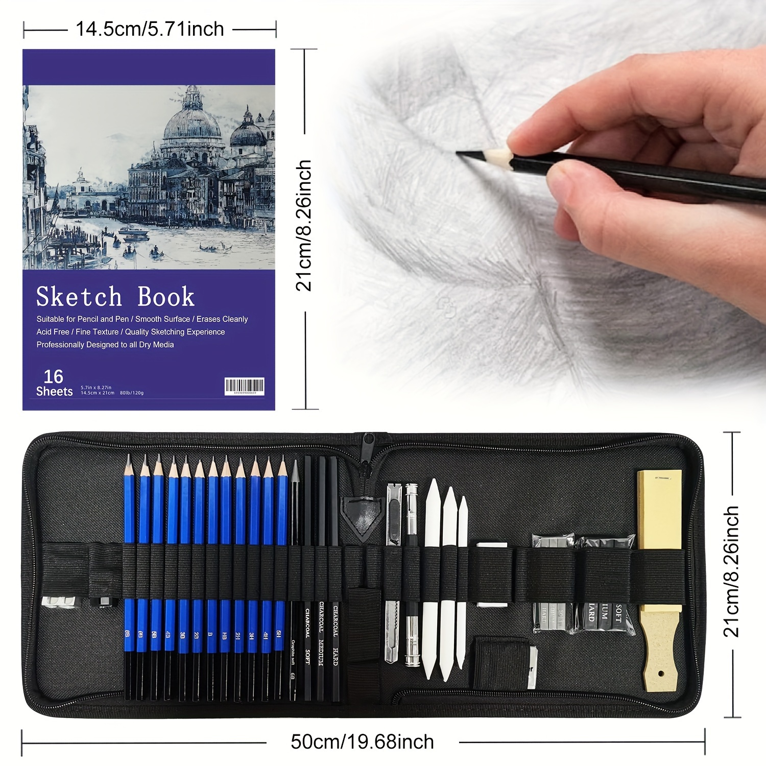 Kalour Professional Drawing Kit, Sketch Pencil Set, Professional