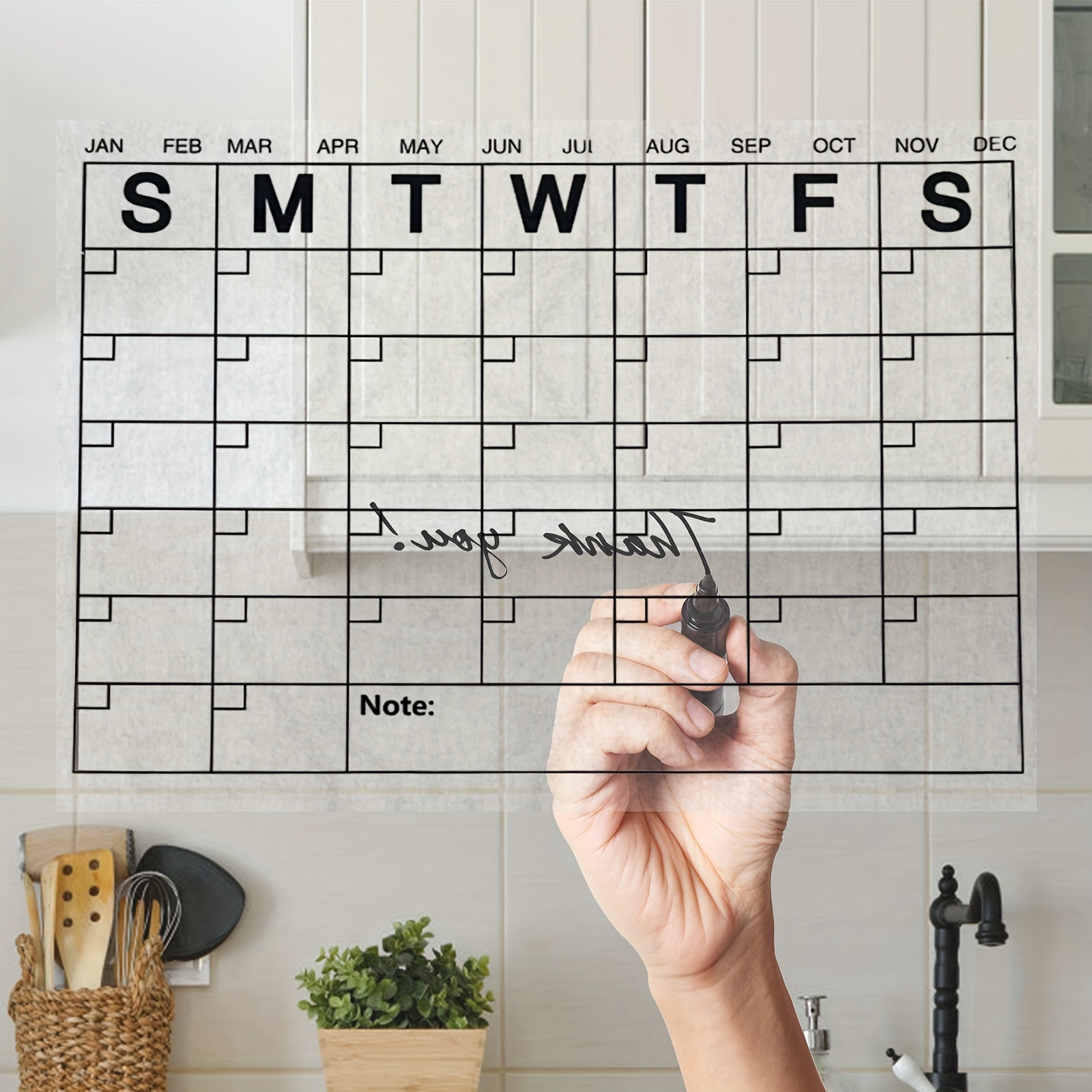 4 Count Calendar Blackboard Stickers Erase Plan Accessory Giant Whiteboard  Magnetic Monthly Convenient Office