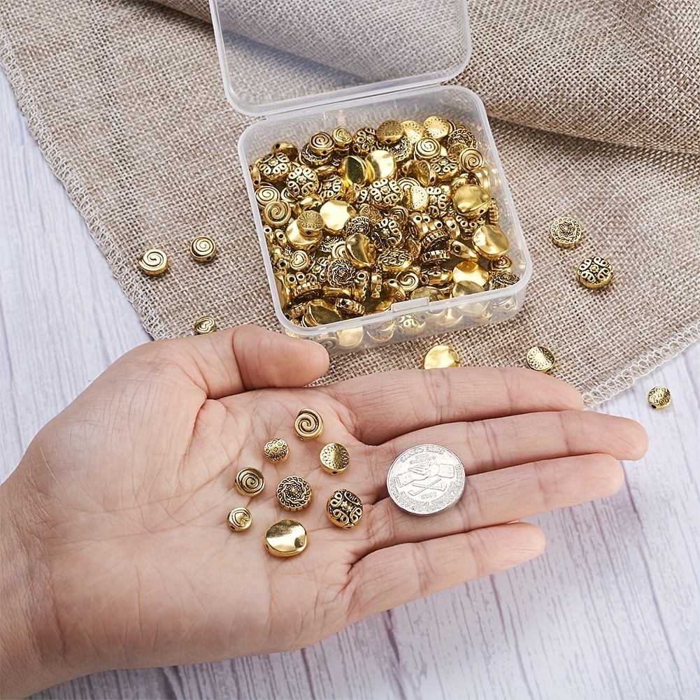 160pcs Golden Beads Assorted Patterns DIY Jewelry Making