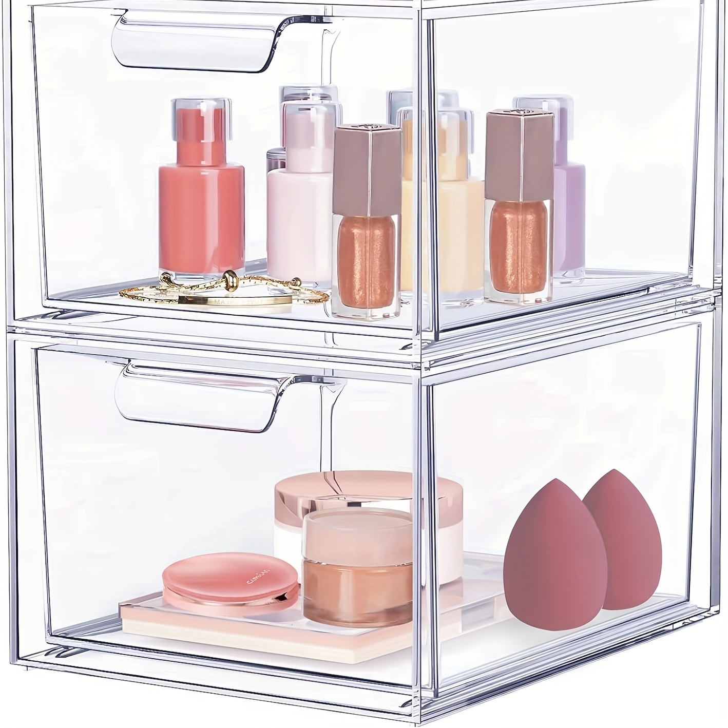Stori Audrey Stackable Clear Bin Plastic Organizer Single Drawer | 4.5-Inches Tall | Organize Cosmetics and Beauty Supplies on A Vanity | Made in USA