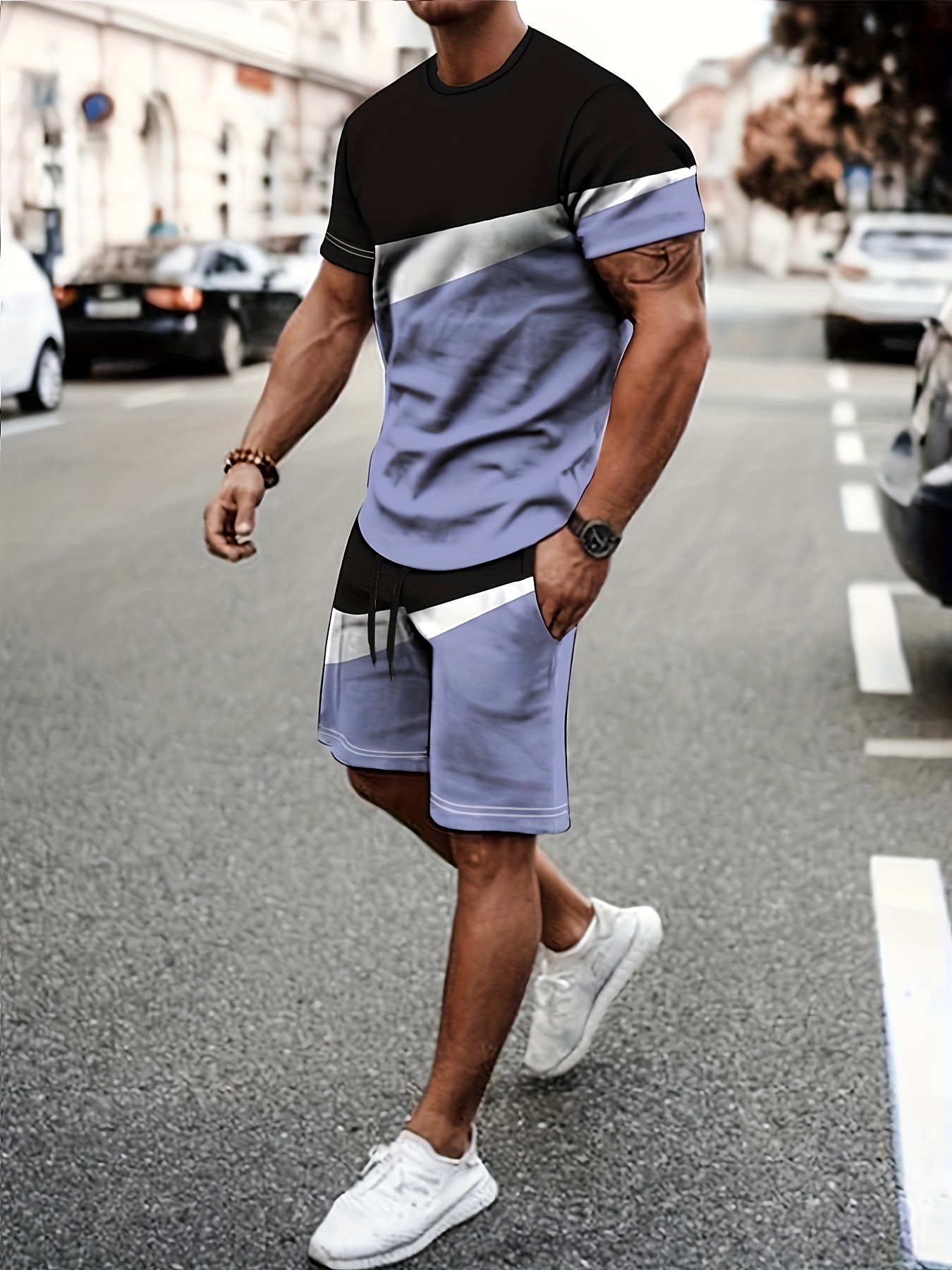 Summer Men's Fashion S Plus Size Tracksuit Men's Sporty Style Printed T  Shirts Men T-shirt Shorts Suit - Temu
