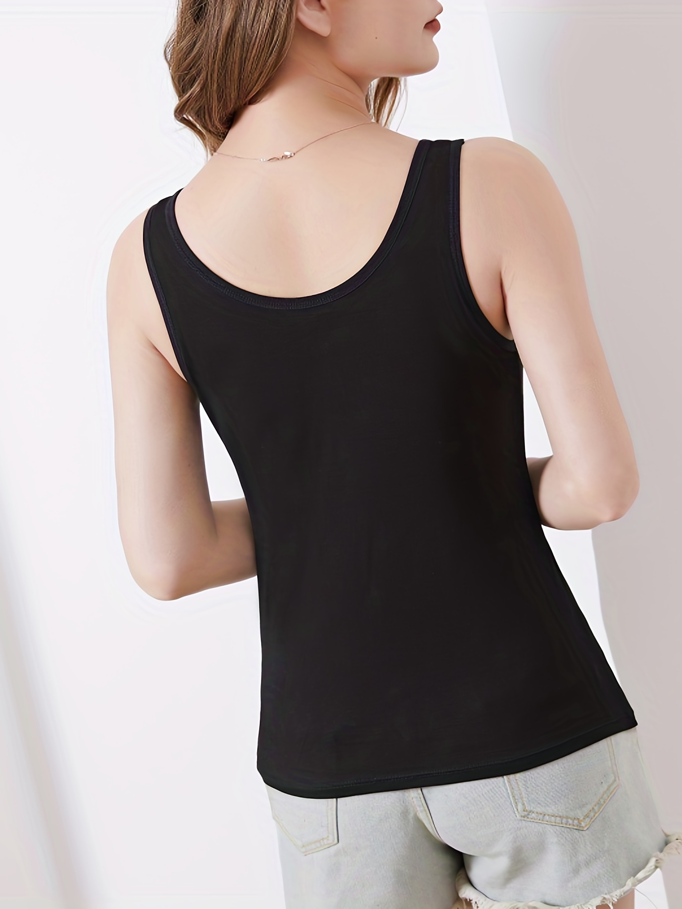 Solid Padded Tank Tops Soft Comfy Stretch Sleeveless Top - Temu Canada