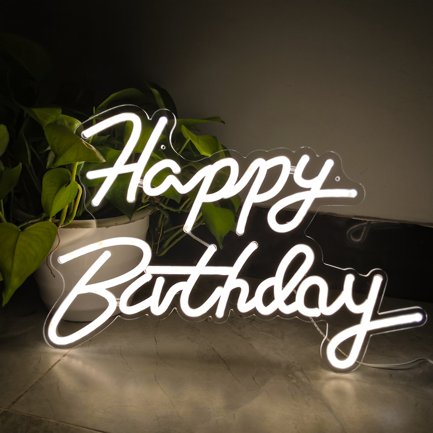 1pc Happy Birthday Neon Light, Warm White LED Neon Wall Decoration, USB  Powered Letter Light Sign, Home Bedroom Club Birthday Party Decoration  Birthda