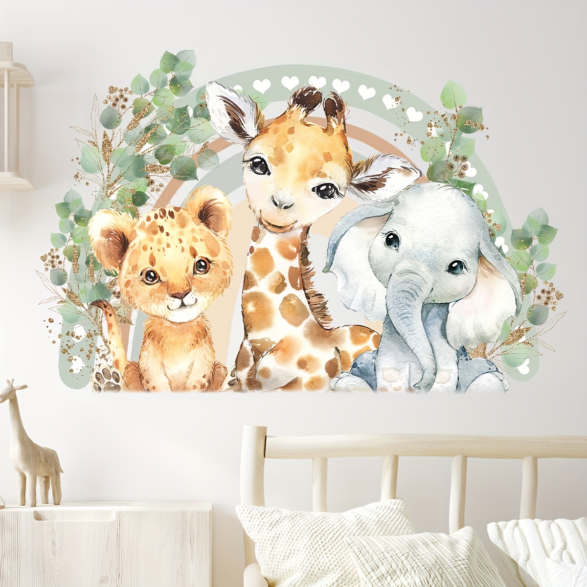 1 Set, Jungle Wall Decals, Animal Giraffe Horse Leopard Wall Stickers, Wall  Decorations For Living Room And Bedroom