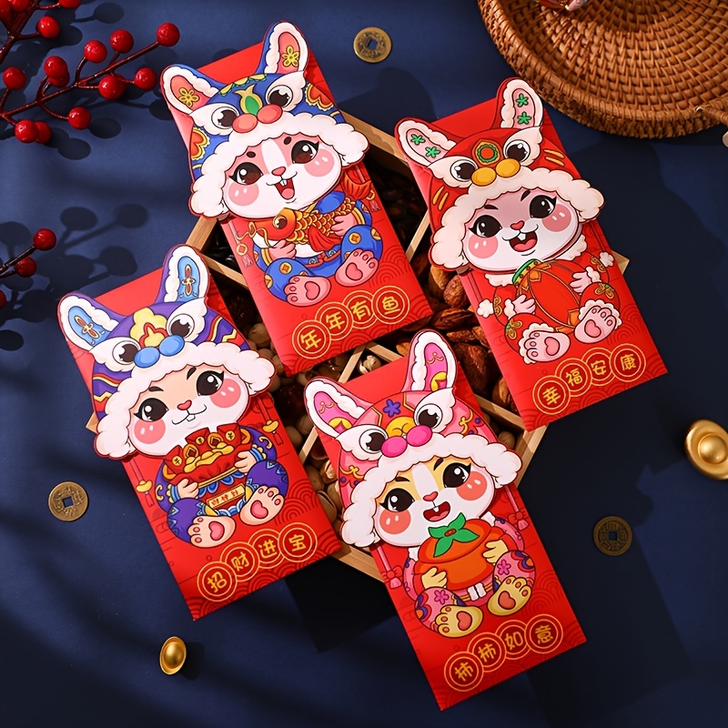 1/10pcs Chinese New Year Red Envelopes Fan Hongbao Chinese Spring Festival Red  Pocket Best Wish Lucky Money Pockets Gift Bag - AliExpress