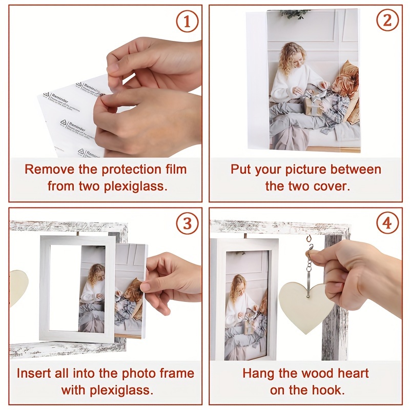 Creative Wooden Photo Frame, Double-sided Rotating Photo Frame,  Heart-shaped Pendant Gift, Gift For Relatives And Friends, Holiday  Christmas Gift, For Home Room Desk Office Wedding Decor - Temu