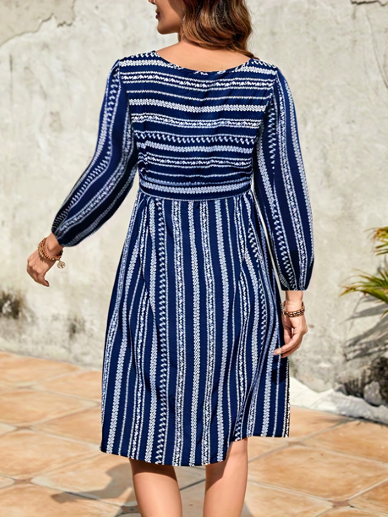 Bohemian striped clearance multicolor length dress