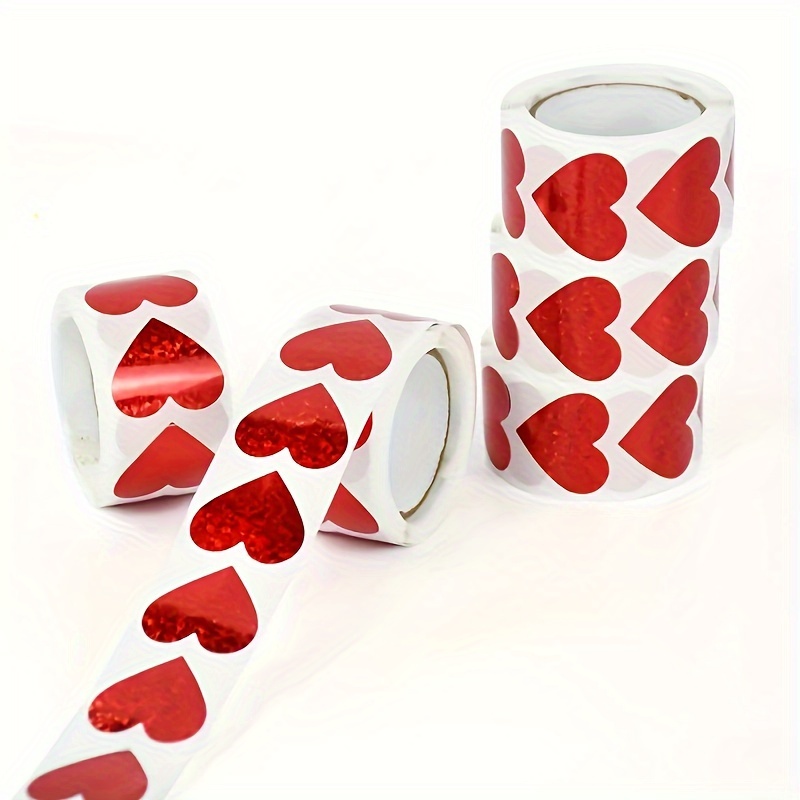 500 Stickers/Roll, Sparkling Heart Stickers Red Love Scrapbook