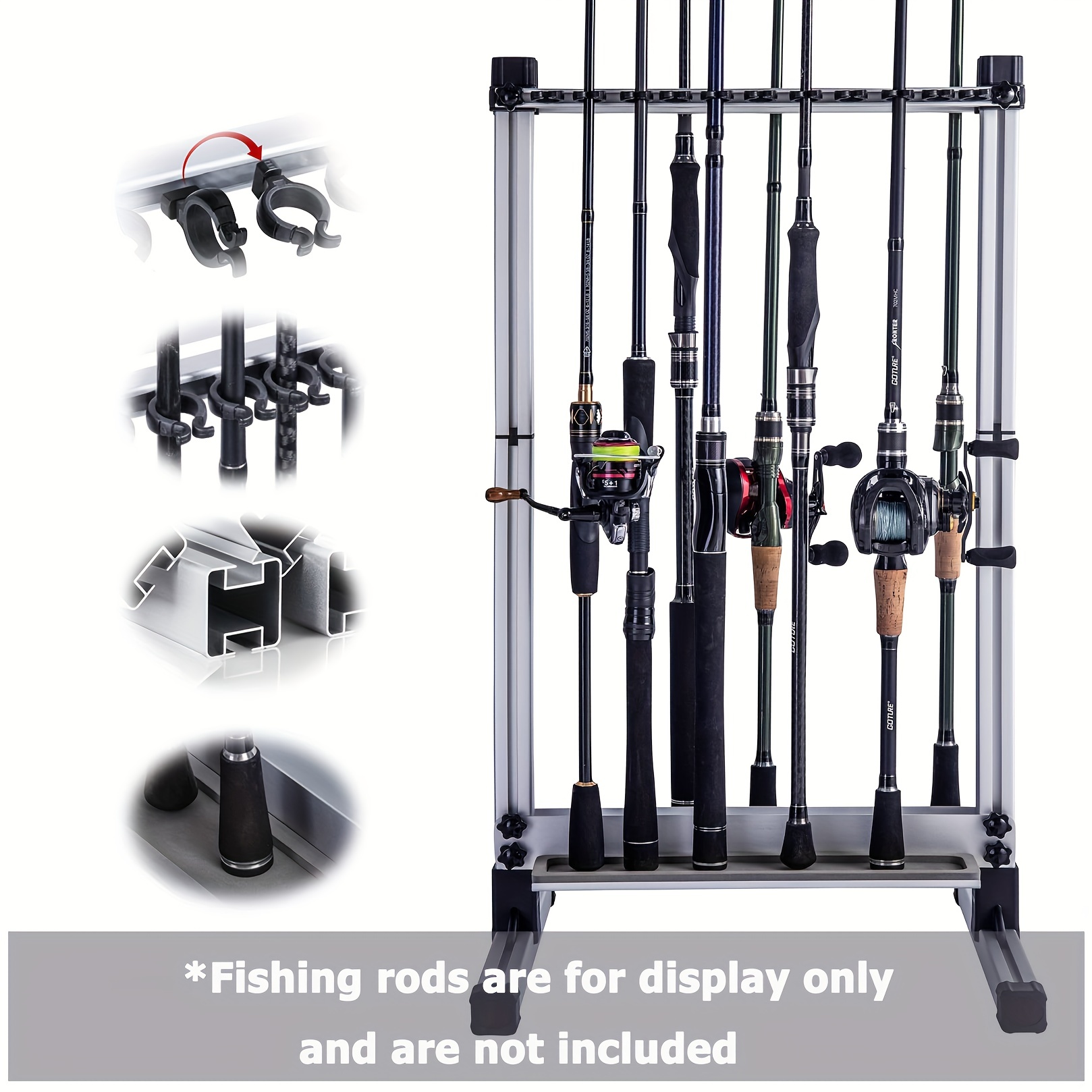 24 slot Removable Fishing Rod Holder Adjustable Space saving