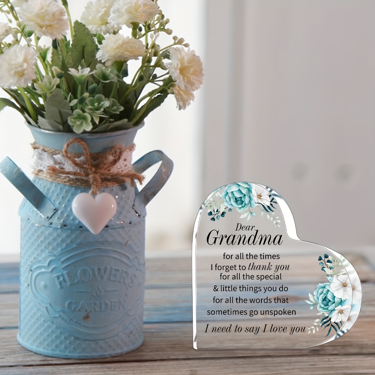 Acrylic Ornament Grandma Birthday Gifts Floral Theme Heart - Temu