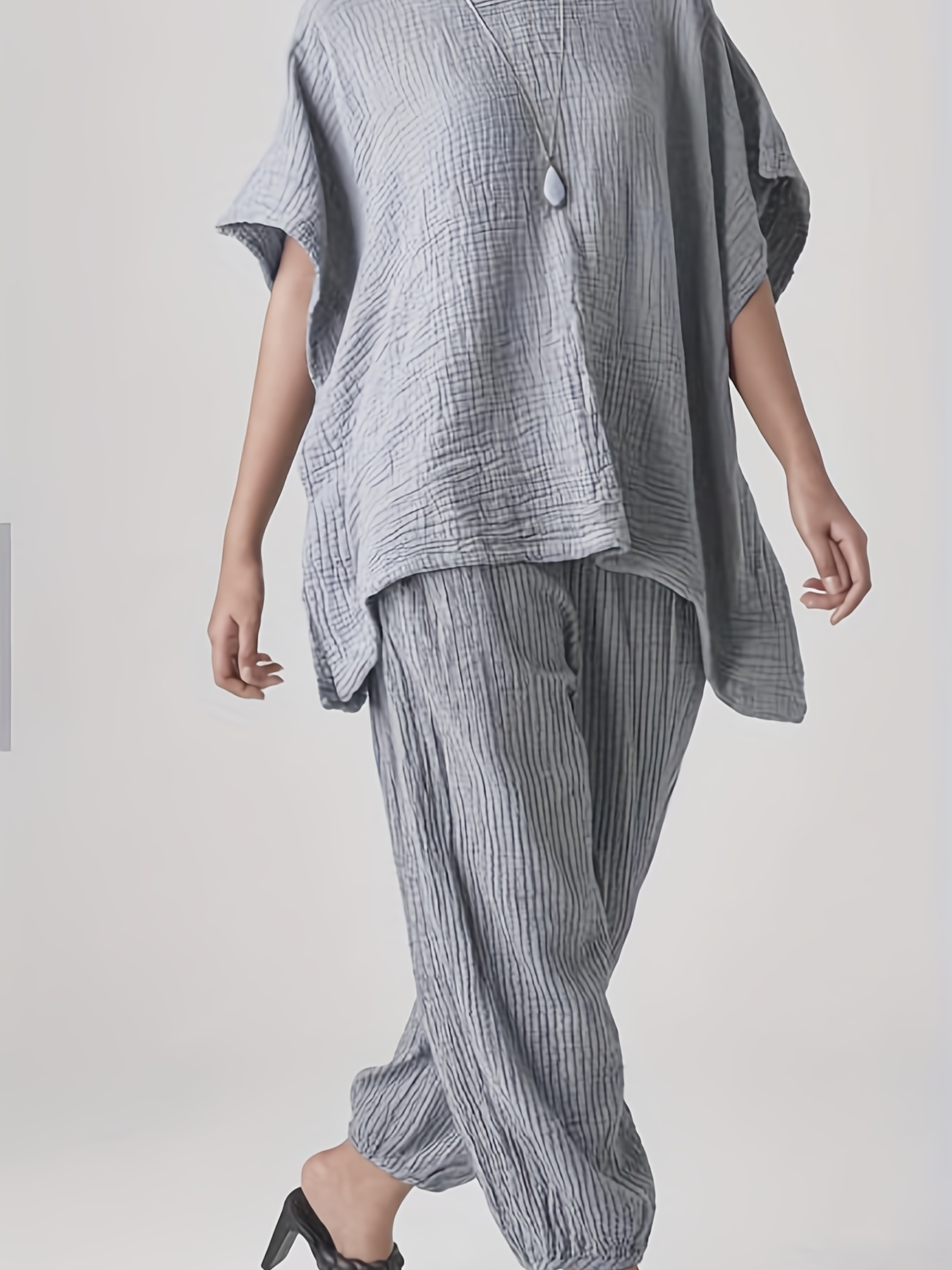 Solid Top & Wide Leg Pants 2 Piece Set