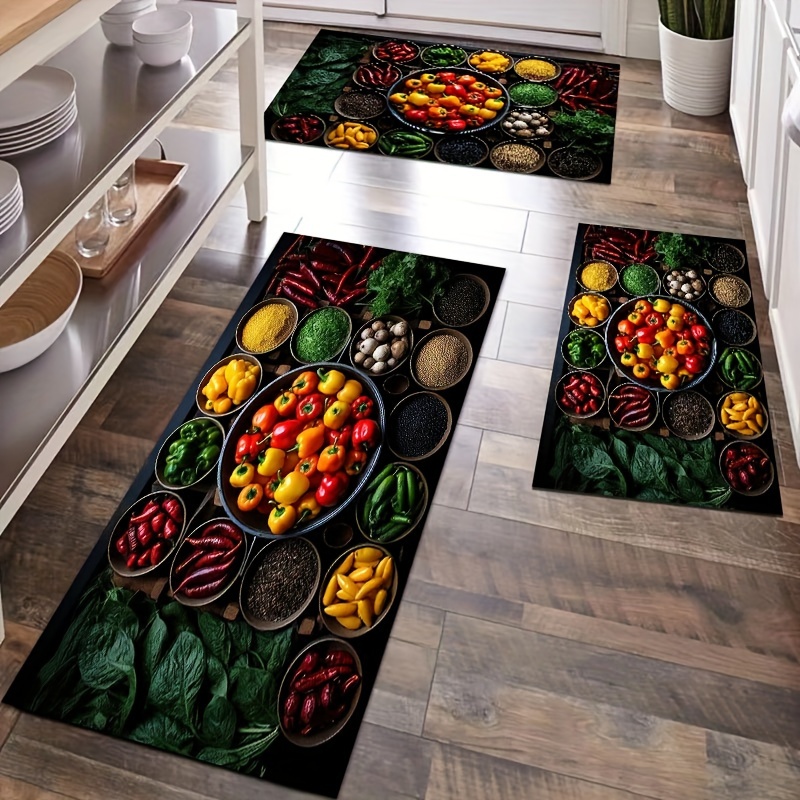 XQKXHZ Alfombra De Cocina Fruta Y Verdura Alfombra Cocina Lavable  Antideslizante Alfombra Rectangular De Poliéster Suave para Cocina ,Pasillo,Entrada,Alfombra De Comedor,5,60x90cm/24 x35 : : Hogar y  cocina