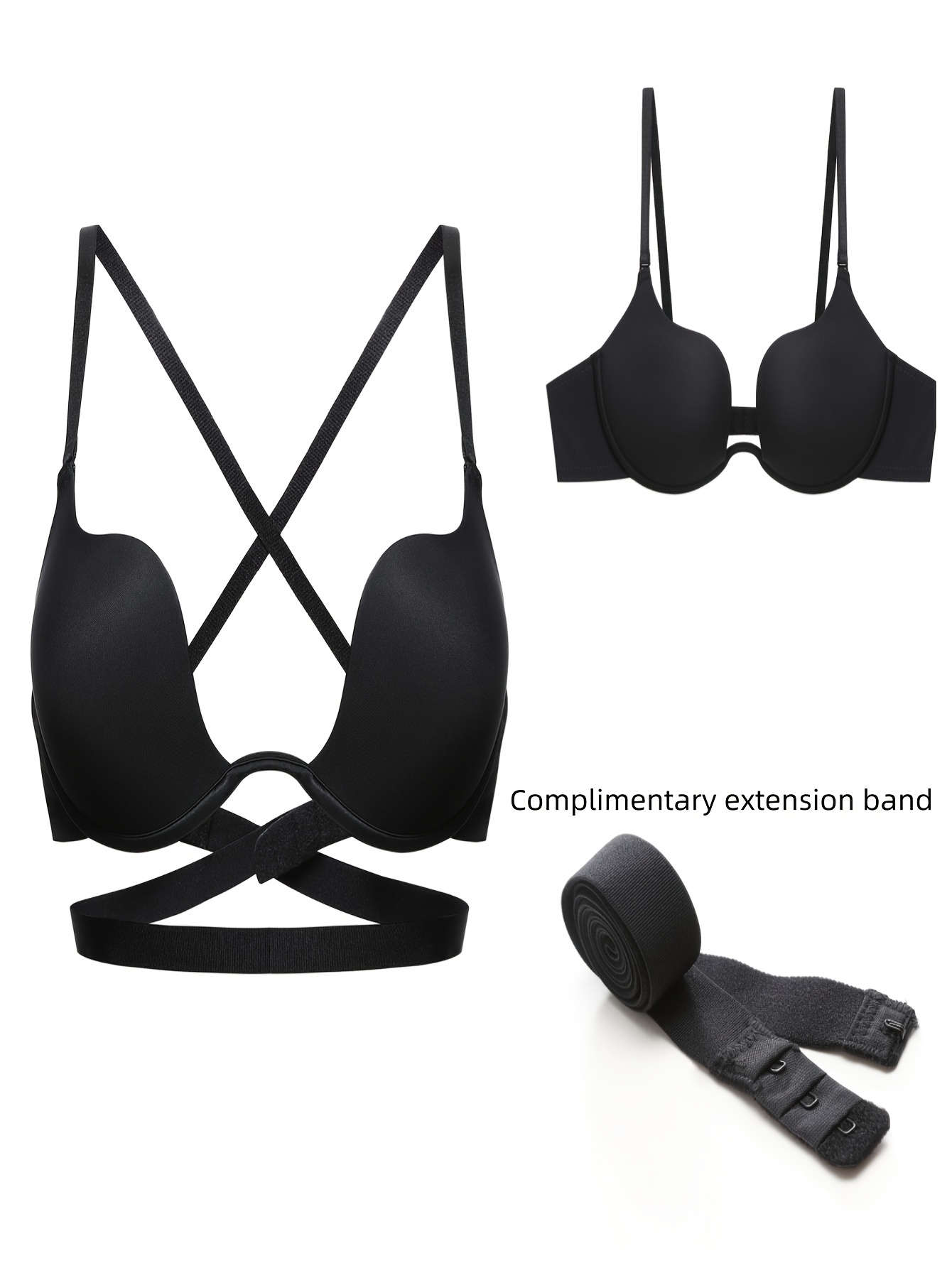 YUHGODO Women's Low Back Bra Push Up Comfort Sleep Bralette U-Back No  Underwire Adjustable Strap Everyday Bra Snug Fit Bras Black : :  Clothing, Shoes & Accessories