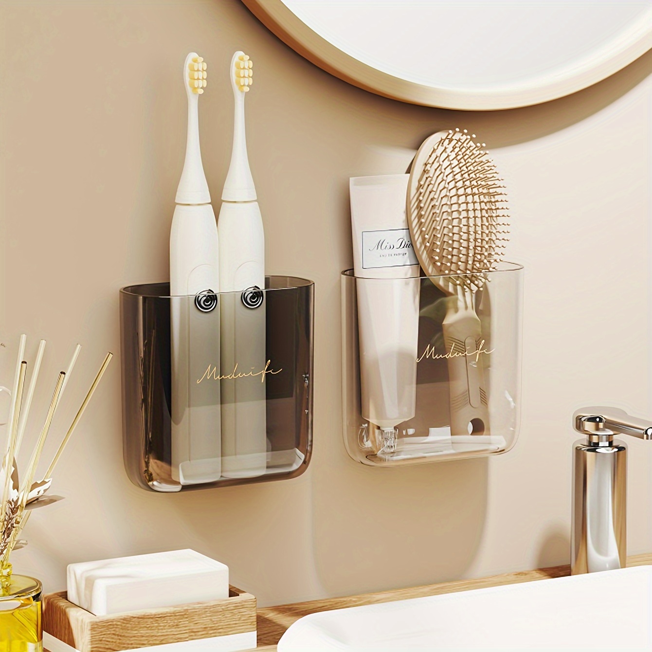 Wall-mounted Storage Tray, Punch-free Comb Storage Rack, Bathroom Toothbrush  Toothpaste Shelf, Makeup Organizer Storage Box, Kitchen Bathroom Bedroom  Accessories - Temu