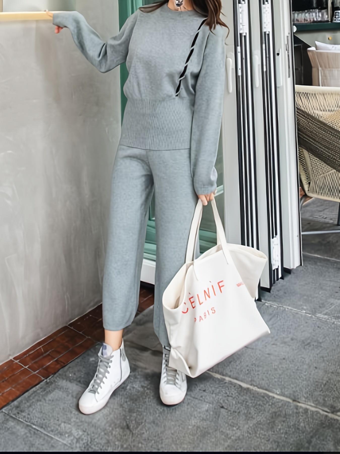 Two piece Solid Sweater Set Long Sleeve Sweater Solid Casual - Temu