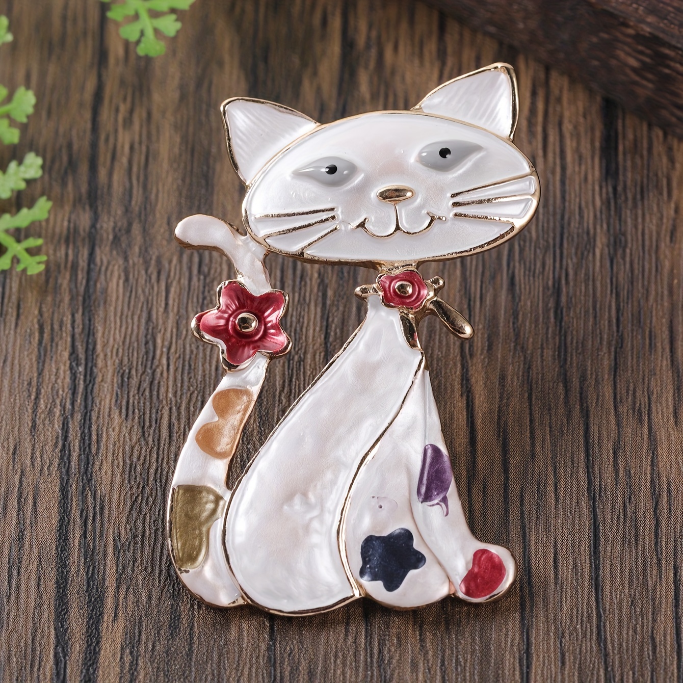 Blucome Enamal Animal Brooches Cute Cat with Flower Shape Corsage Suit Bag  Scarf Hat Pins for Women Kids Clothes Accessories