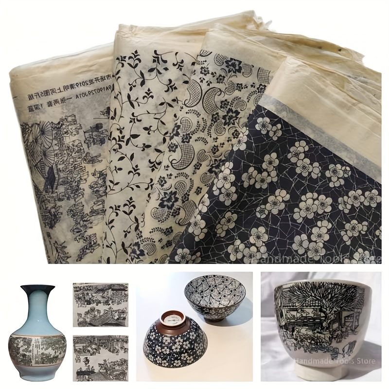 Black Flower Ceramics Decals Transfer Paper Underglazed - Temu