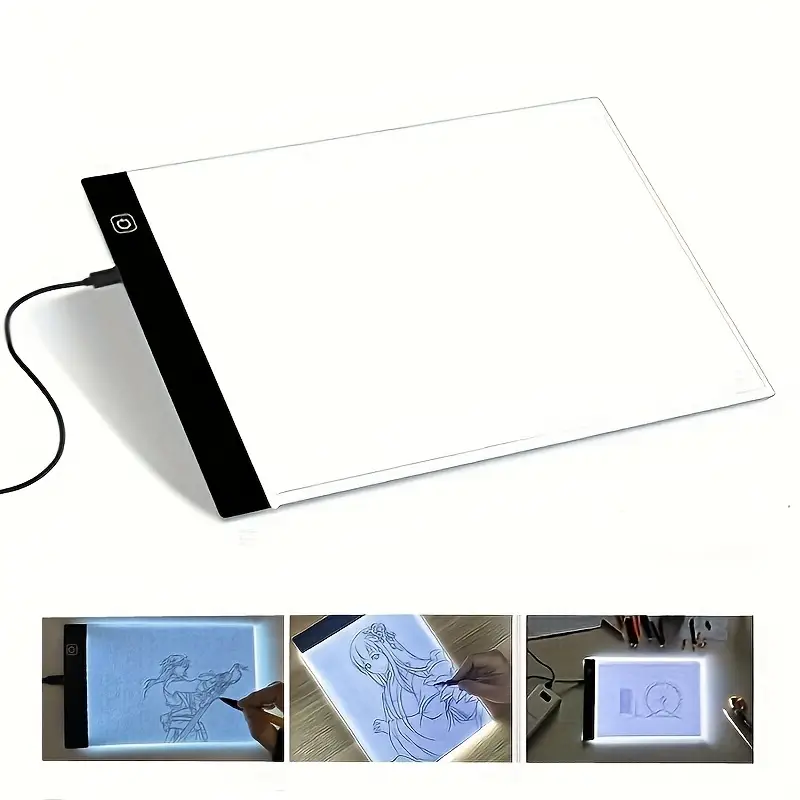 A5 (240x150mm) Led Drawing Copy Board Kids Toy To Draw 3 Level Dimmable  Painting Tablet Night Light Note Pad Children Learning Educational Game