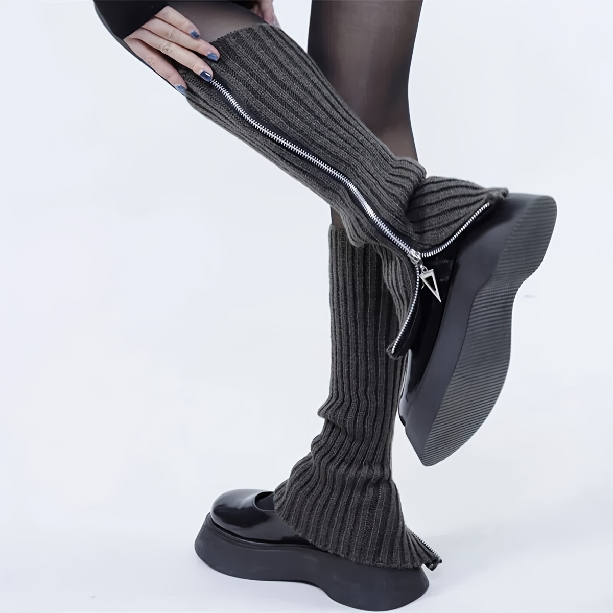 Black Elastic Leg Warmer - Gothic Punk Slim Leg Warmers Women Cool Outdoor  Socks