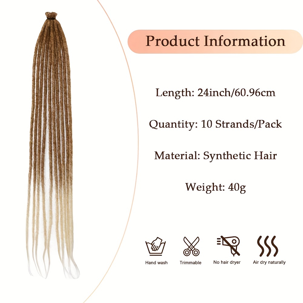 10 Strands Dreadlock Braids Hair Pieces Synthetic Crochet - Temu