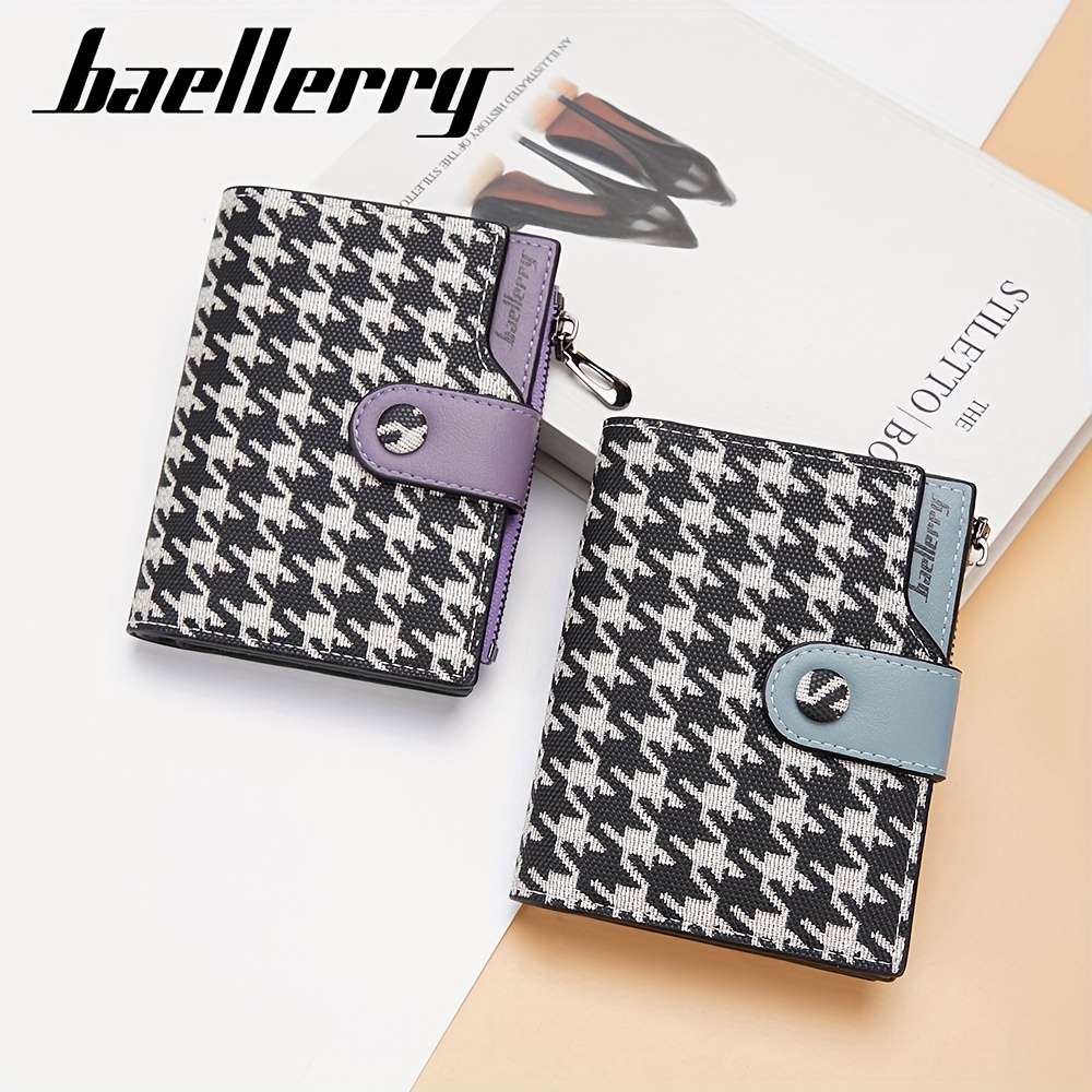 Vintage Houndstooth Long Wallet, Multi Id Card Slots Clutch Purse, Foldable  Money Holder For Women - Temu